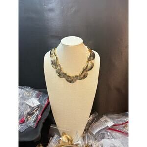 Vintage Runway Gold Tone Statement Necklace 152g 16.5”